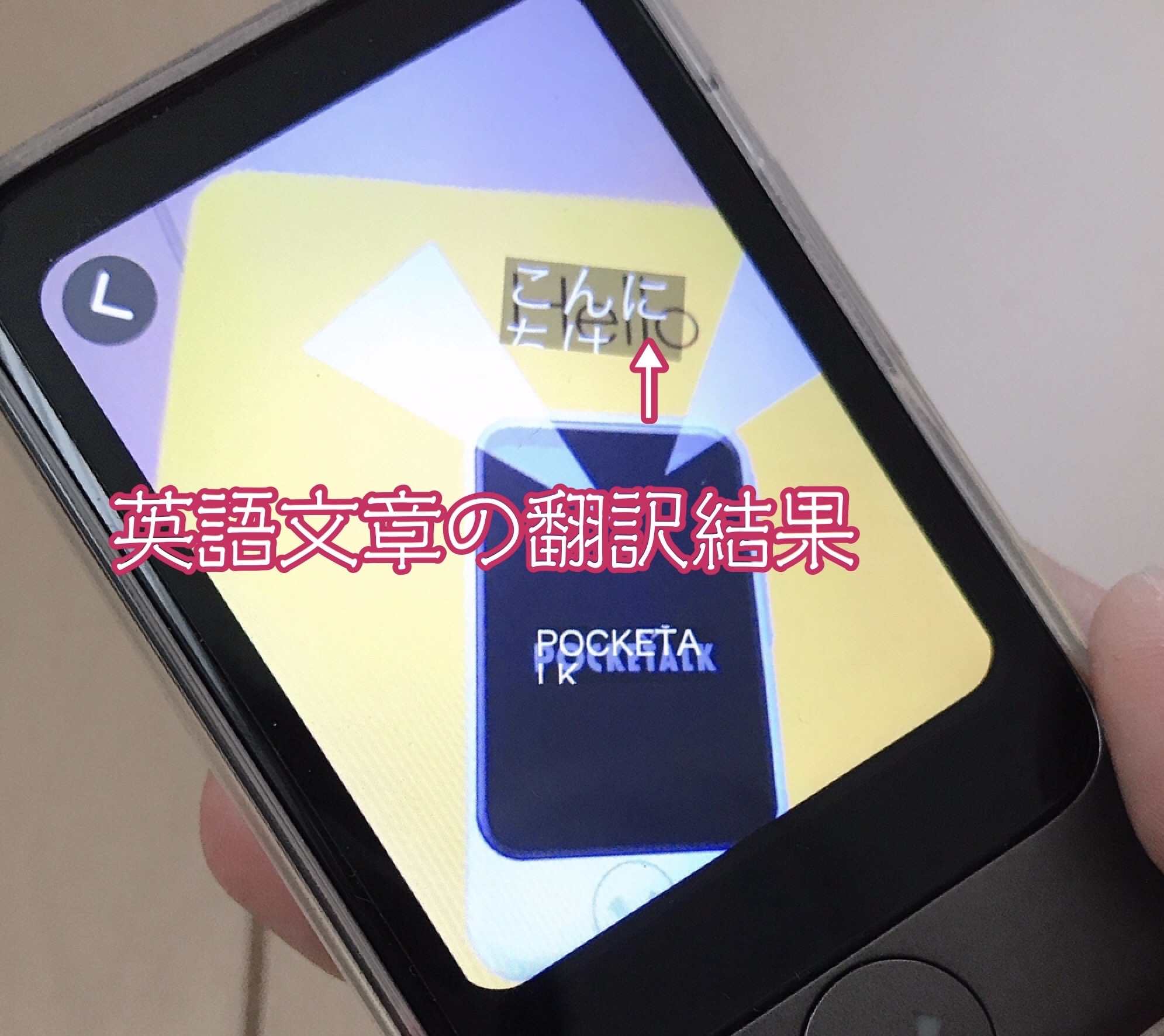 カメラ翻訳の「翻訳結果」表示画面