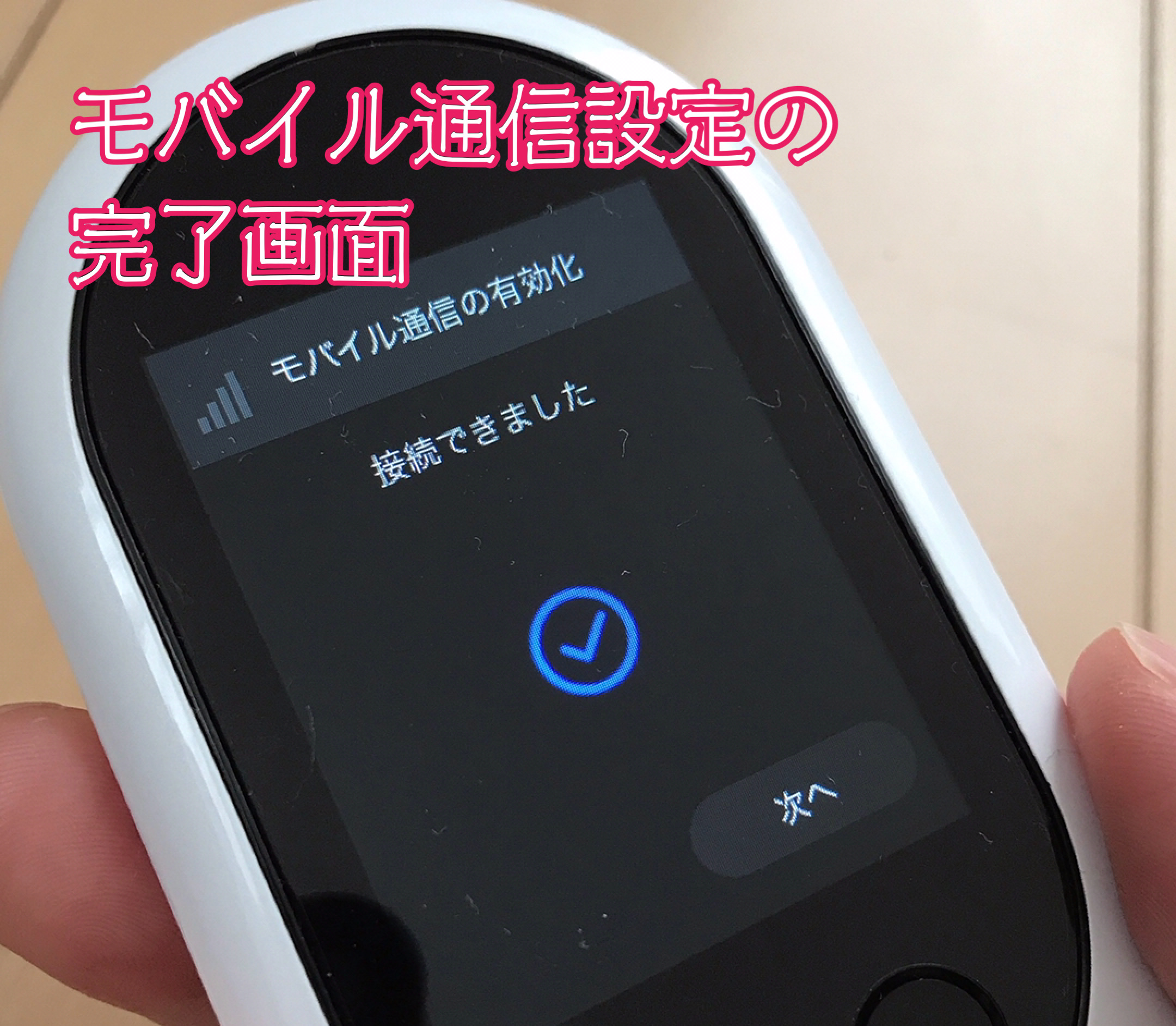 ポケトークWモバイル通信設定画面