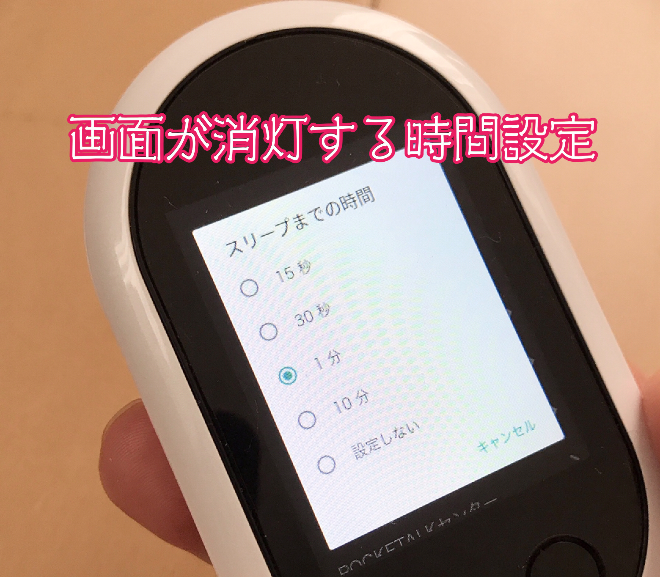 ポケトークW画面消灯設定