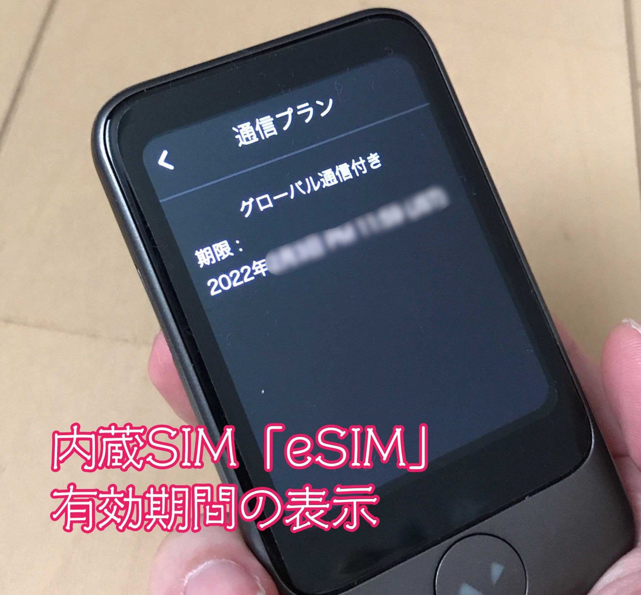 ポケトークS「eSIM」有効期限表示画面