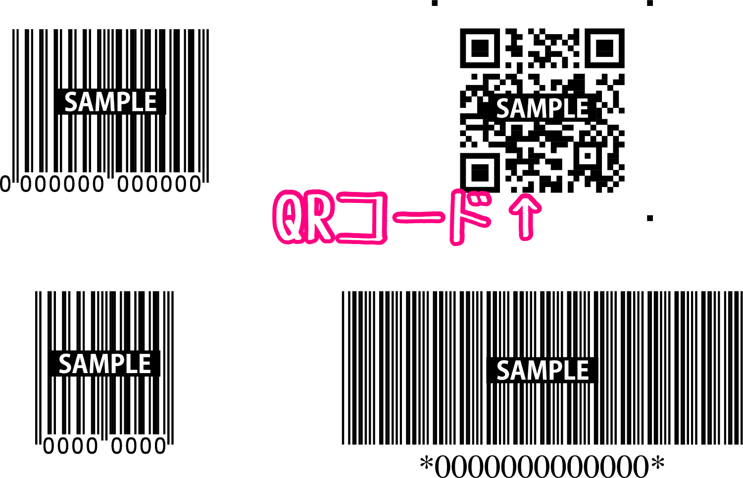 QRコードやバーコードの例